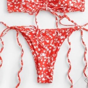 ZAFUL Red floral bikini bottom